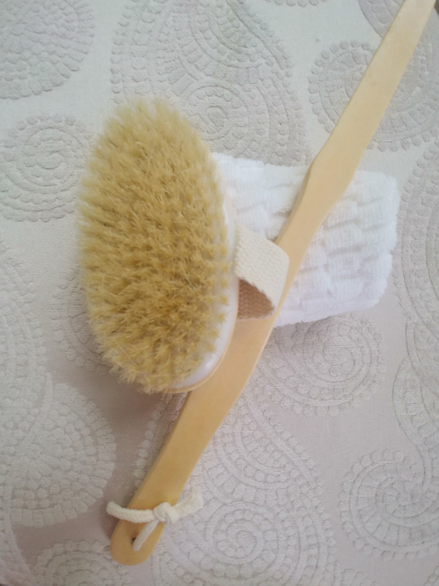 Natural Bristle Long Handle Body Brush (2 Part) Dry/Wet Brush